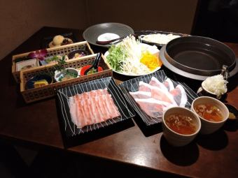 5 dishes including dessert, black pork shabu-shabu course [Snow]