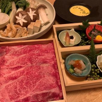 ★Online reservation only★Japanese black beef sushi and 7 dishes including dessert, Japanese black beef shabu-shabu course [Bamboo]