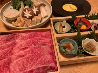 ★Online reservation only★Japanese black beef sushi and 7 dishes including dessert, Japanese black beef shabu-shabu course [Bamboo]