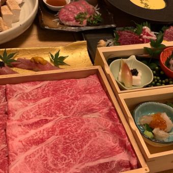 ★Online only★ Kuroge Wagyu beef sushi, horse sashimi, 9 dishes including dessert, Kuroge Wagyu beef shabu-shabu course [Matsu]