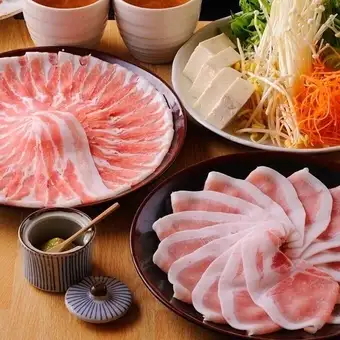 【気軽飲み放題2時間コース全20種】デザート付全3品黒豚しゃぶしゃぶセット