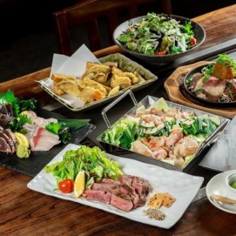 9道菜6,600日圓套餐，包括和牛horutama、海膽菠菜、菲力牛排、廣島風味禦好燒[無限暢飲]