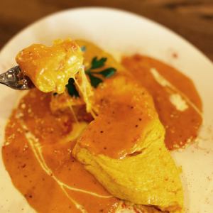 Sea urchin tomato cream cheese omelet