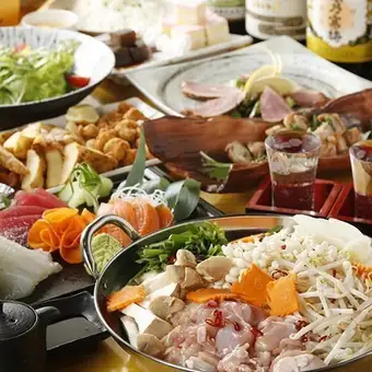 旬の揚げ物盛り合わせと選べる鍋付3時間飲み放題 全8品『さつきコース』5000円⇒4000円
