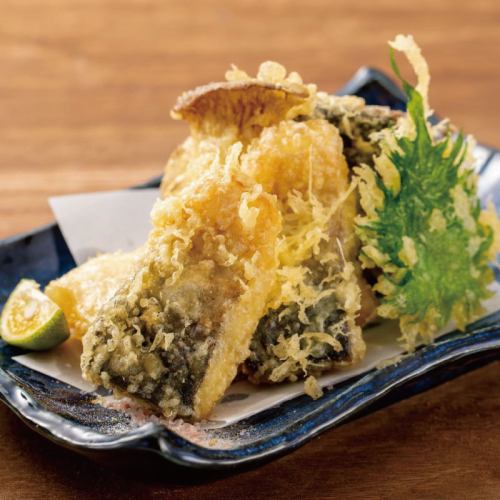Mackerel and seasonal vegetable tempura