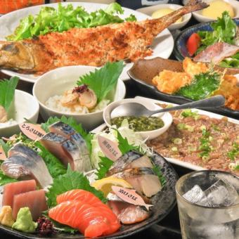 夏の宵＜松＞コース◆2.5時間飲み放題付◆造里6種盛・揚げ春巻き・とろ鯖の香草パン粉焼等全7種