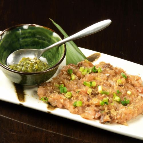 漁師風とろさばのたたき ～茎わさび添え～