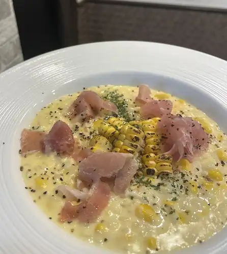 道産とうきびと生ハムのクリームリゾット