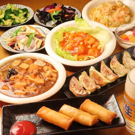 【王道中華コース】エビチリや麻婆豆腐など人気メニュー全7品＋飲放⇒4000円(税込)