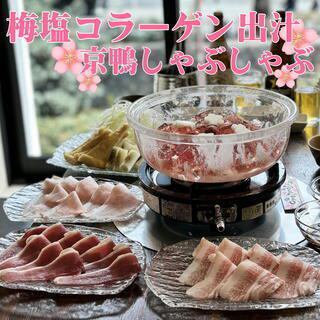 【春の京都満喫♪】梅塩コラーゲン出汁の京鴨と希少豚の食べ比べコース【120分飲み放題付き】 