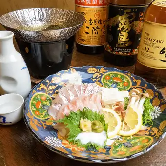 【まずはここから】刺身盛合せ&鯛しゃぶを堪能【漁師の台所】コース2H飲放付全10品5000円(税込)