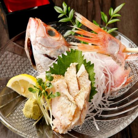 Broiled seared sea bream sashimi