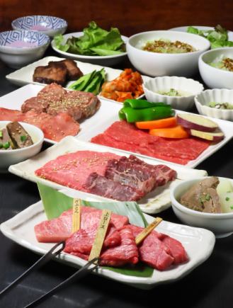 【笑コース】前菜盛り合わせ、極上和牛三点盛りなど含む 全9品 4800円