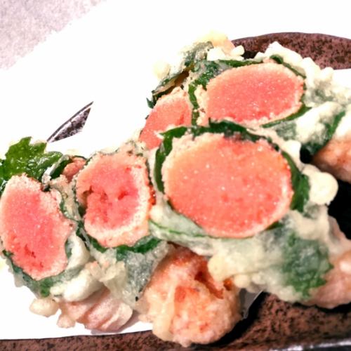 <Crispy on the outside, rare on the inside!> Mentaiko tempura