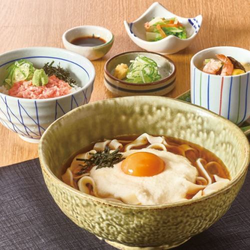 とろろきしめんとねぎとろミニ丼セット