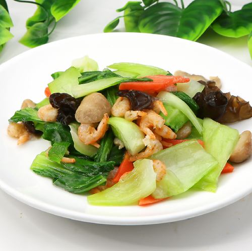 牛モツの中華炒め/青梗菜と干しエビ炒め
