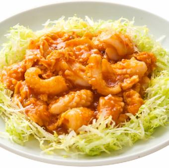 イカときゅうりのさっぱり炒め/イカのチリソース