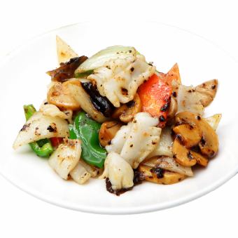 イカとセロリの塩味炒め/イカのトウチ炒め