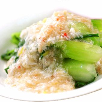 四川風ナスの四川炒め/青梗菜のカニあんかけ