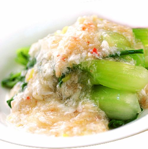 四川風ナスの四川炒め/青梗菜のカニあんかけ