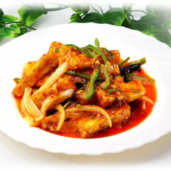 揚げ豆腐チリソース/揚げ豆腐の辛し炒め