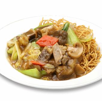 牛バラ肉硬い焼きそば