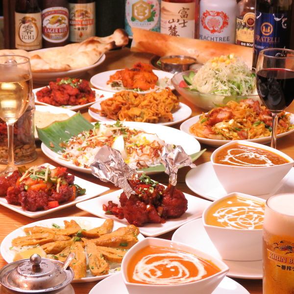 Dosa! Biryani! 12道菜4,500日圓套餐，包括咖哩、烤餅和甜點（包括150分鐘無限暢飲）