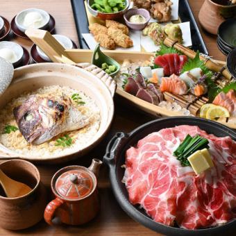 Recommended for New Year's and year-end parties: Seafood boat platter and our specialty sea bream rice course with all-you-can-drink included