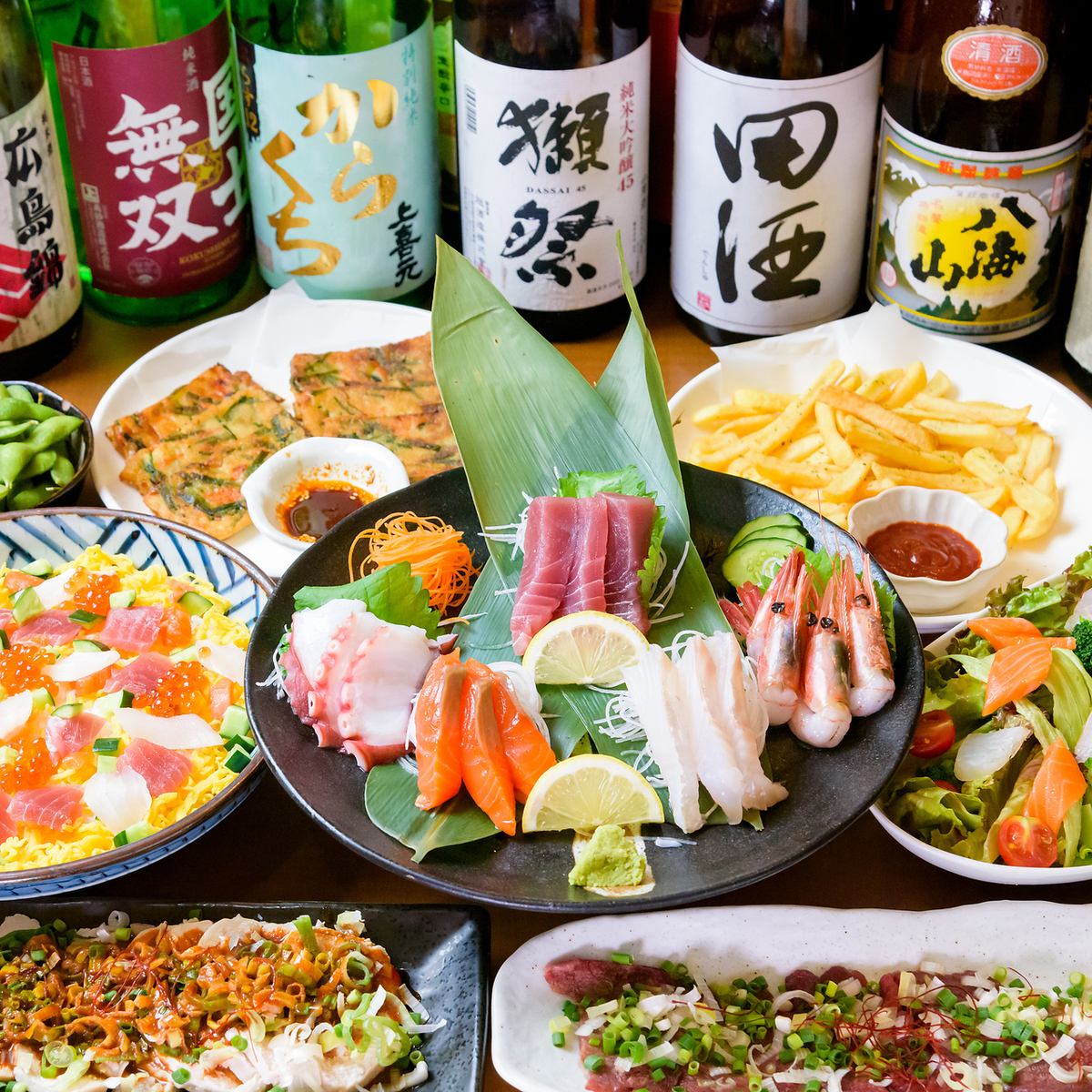 We offer fresh seafood procured that day in a variety of recipes.Enjoy with our special sake or shochu!