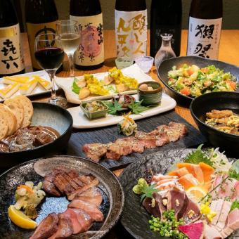 ★【平日個室確約】牛タン2種焼き,旬の混ぜご飯等 豪華<全8品>【凛～RIN～】2時間飲放題付8000円