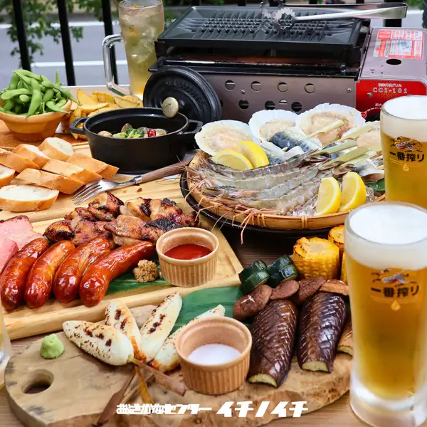 浜焼き&肉盛りBBQをWで満喫!金華さばやホタテ、アヒージョ等120分地酒も飲み放題!クーポン利用で6,000円