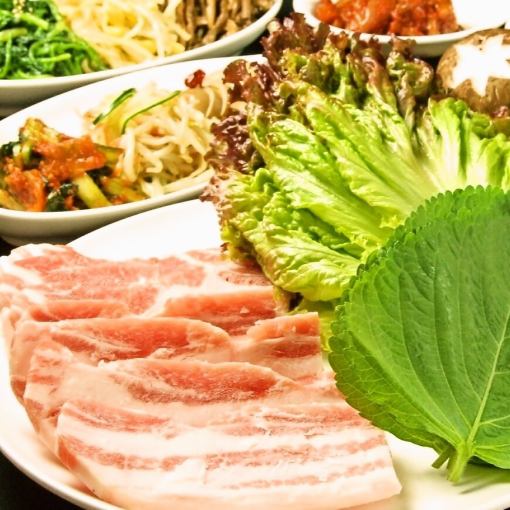 [Course for 2 people] Samgyeopsal + chive pancake 90 minutes all-you-can-eat course 2,980 yen