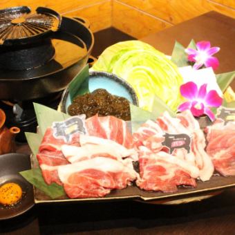 【期間限定】あぐー豚の焼きしゃぶしゃぶ（もずくレタスしゃぶセット）
