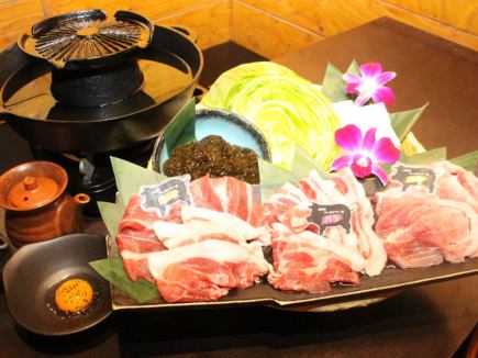 【期間限定】あぐー豚の焼きしゃぶしゃぶ(もずくレタスしゃぶセット)