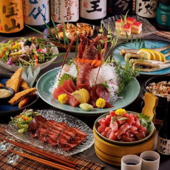 3小时畅饮“豪华顶级套餐”共11道菜品 ◆螃蟹天妇罗、握寿司、金枪鱼、龙虾等。