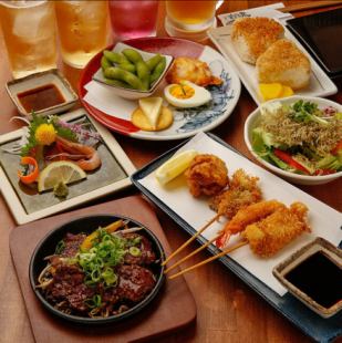 ☆ 2H 음료 무제한 ☆ 구조와 철판 구이 등 볼륨 만점 ≪ 맡김 코스 ≫ 전 6 품 5,500 엔 (세금 포함)