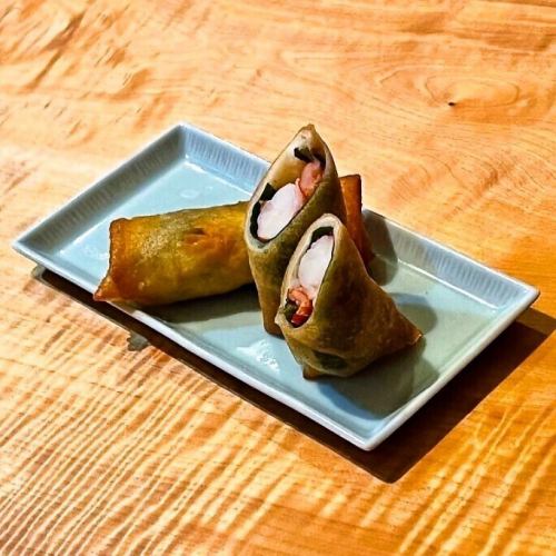 Shrimp, plum and shiso spring rolls