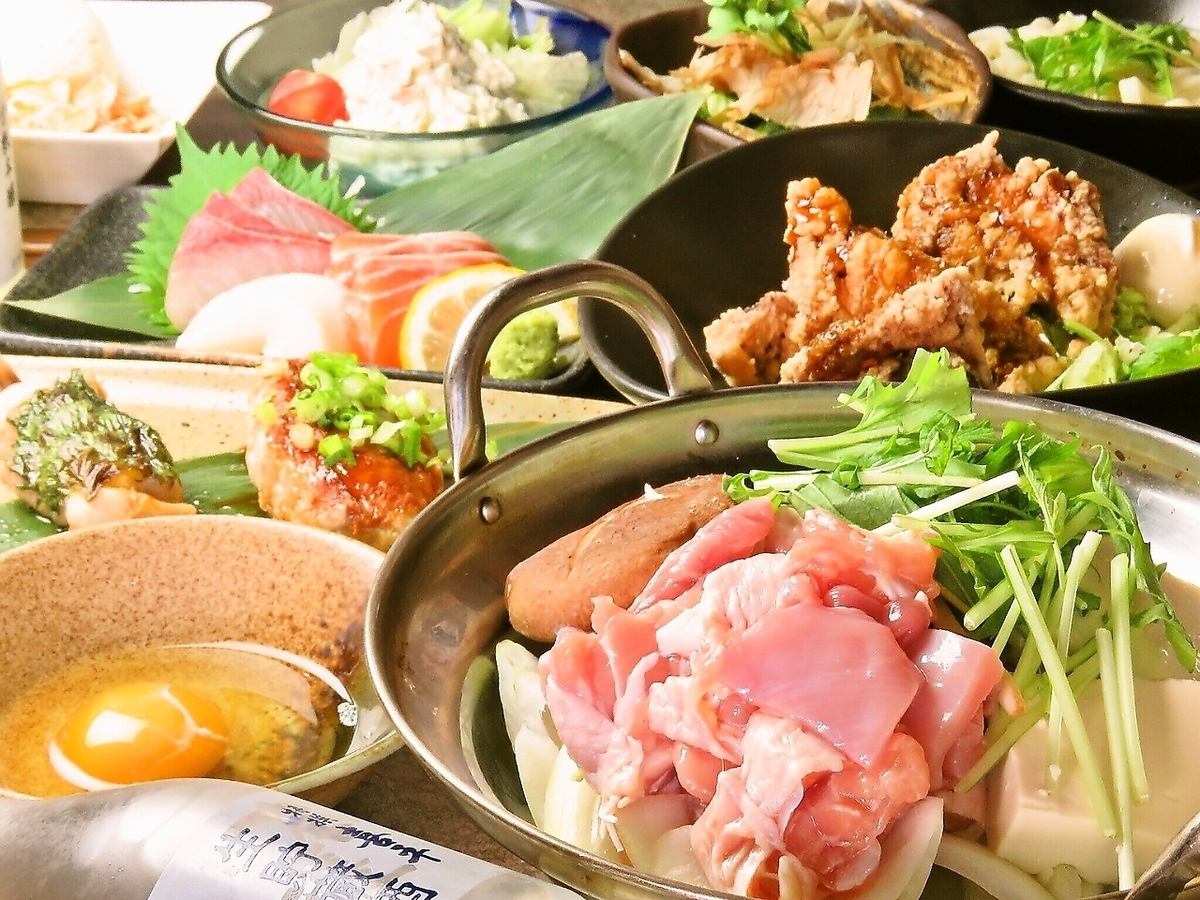 【日～木限定】鶏すき焼き付全8品120分飲み放題⇒4400円（税込）