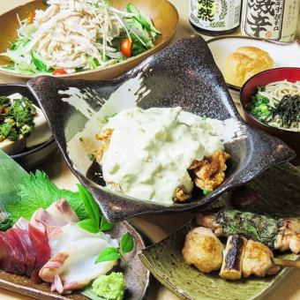 【日～木限定】炭火焼鶏やぶっかけうどんなど全7品◎120分飲放付(Lo.30分前)全8品⇒3500円(税込)