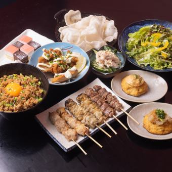 【鶏満喫コース】鶏尽くしの自慢のコース♪平日180分週末120分生ビール付きリッチ飲み放題！