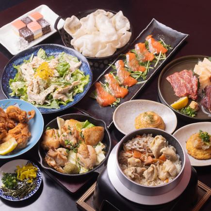 一番人気【鶏と馬刺しの極みコース】平日180分週末120分生ビール付きリッチ飲み放題付きコース