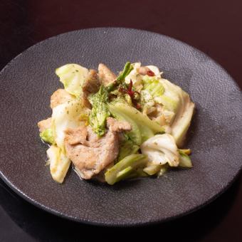 雞肉高麗菜炒義大利辣香腸