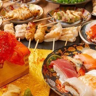 忘年会コース【焼鳥×寿司×もつ鍋トリサカナ食べ飲み放題】12/12~予約可能