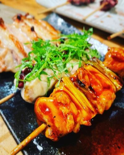 The skewers, made with fresh ingredients procured that day, are delicious!