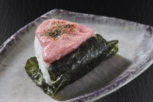 Grilled rice ball with mentaiko mayonnaise