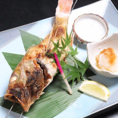 Grilled whole rosy seabass