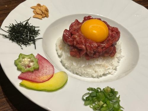 Raw yukhoe rice bowl with melting Japanese black beef