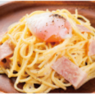 Warm egg carbonara