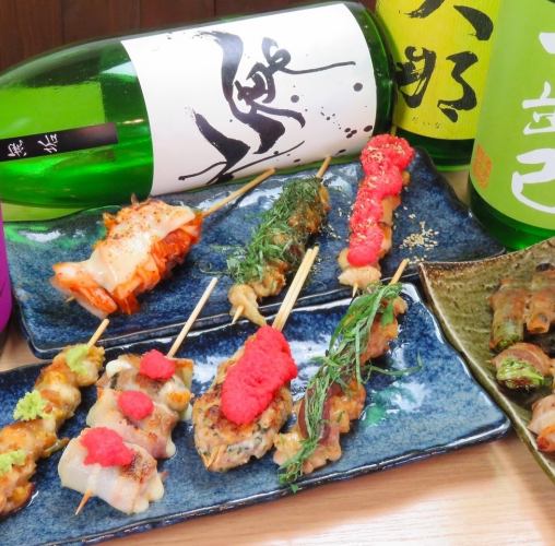 NEW [Luxurious Grilled Skewers] Course: Grilled Saisai Chicken Skewers/Assorted 3 Types of Sashimi etc. 2 hours all-you-can-drink included 6000 yen → 5000 yen