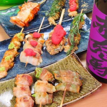 【串焼きが食べたい】コース　焼き鳥/豚巻き串/やきとんetc　串焼き9本＆3H飲み放題付♪
